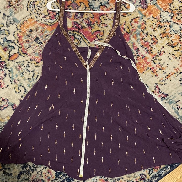 Free People XS gold sequined purple slip - Picture 8 of 9